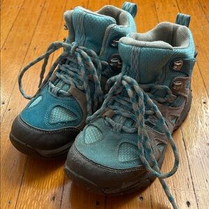 Kids Teal and Gray LL Bean Hiking Boots